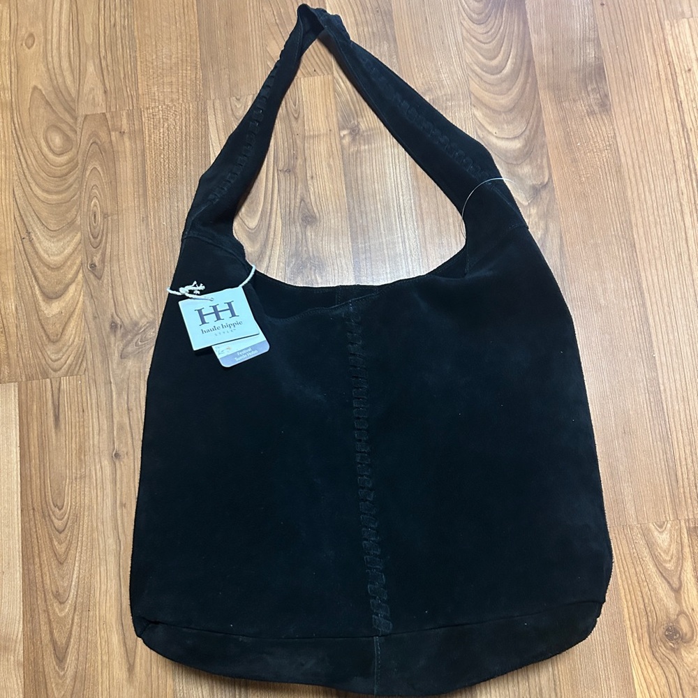 SOLD Haute Hippie Black Suede Hobo Purse NEW Haute Hippie Leather Festival Boho